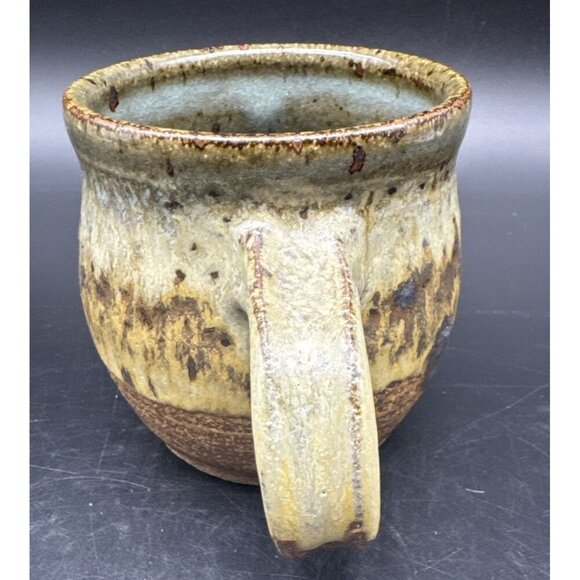 VTG Studio Art Pottery Mixed Artist Brown Coffee Tea Mug Set Of 4 Signed - Picture 15 of 16